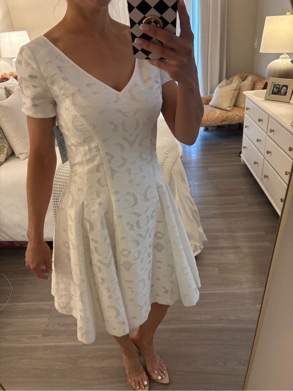 NUE by Shani Blue Label Ivory Jacquard Fit & Flare Dress — NWT 🤍